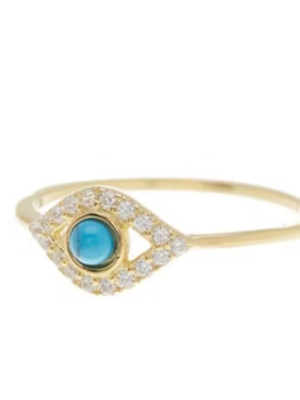 Adornia 14K Turquoise Evil Eye Ring w/Swarovski Crystal Accents
